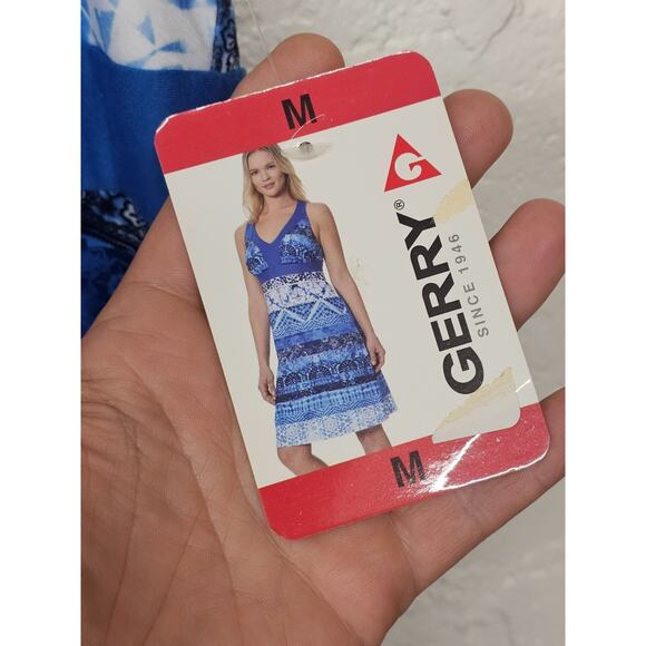 Gerry Women's RacerbackTravel Dress Sz Medium Sleeveless NWT Blue Striped Bra - Picture 3 of 8